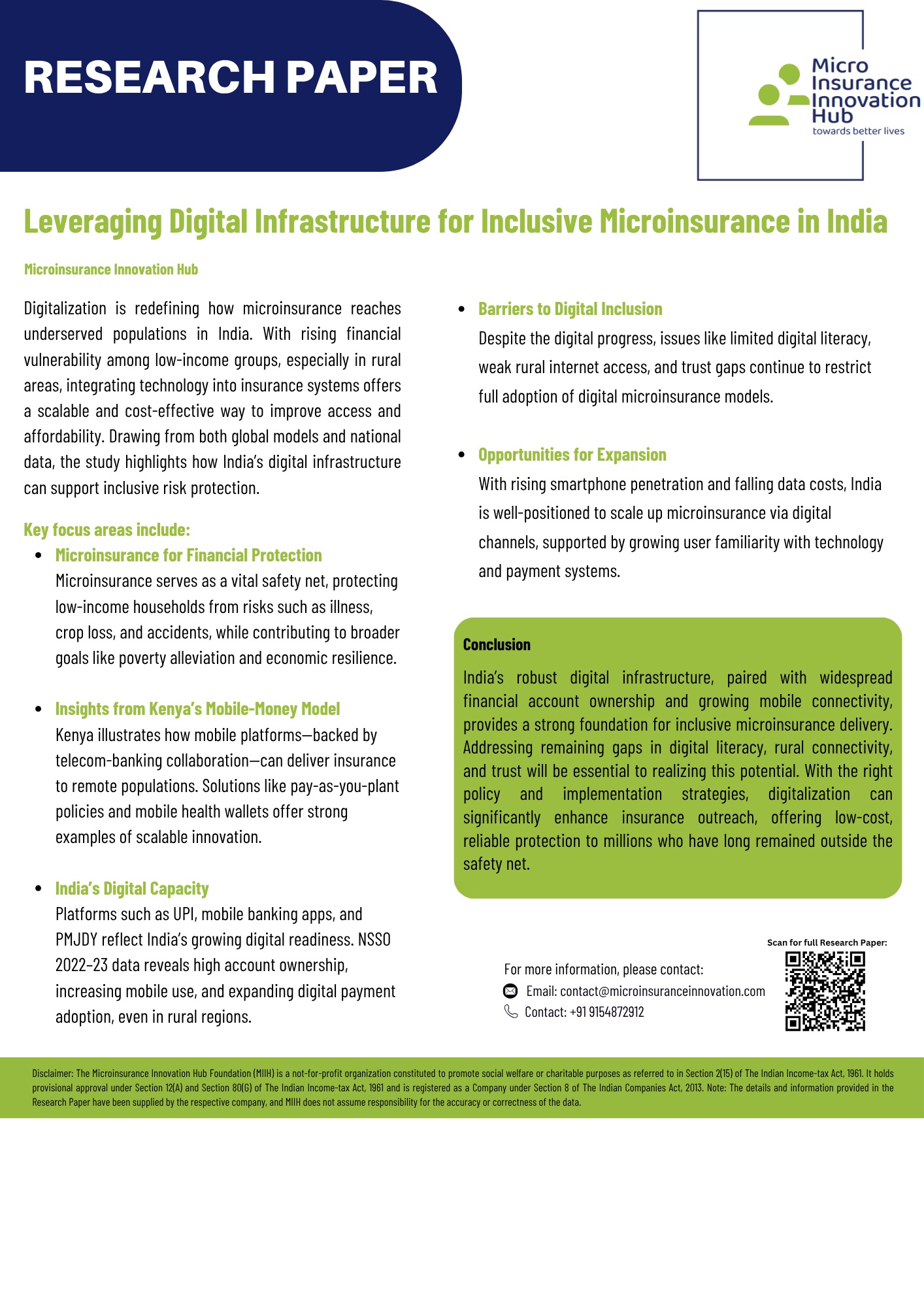 Leveraging Digital Infrastructure for Inclusive Microinsurance in India 

                              